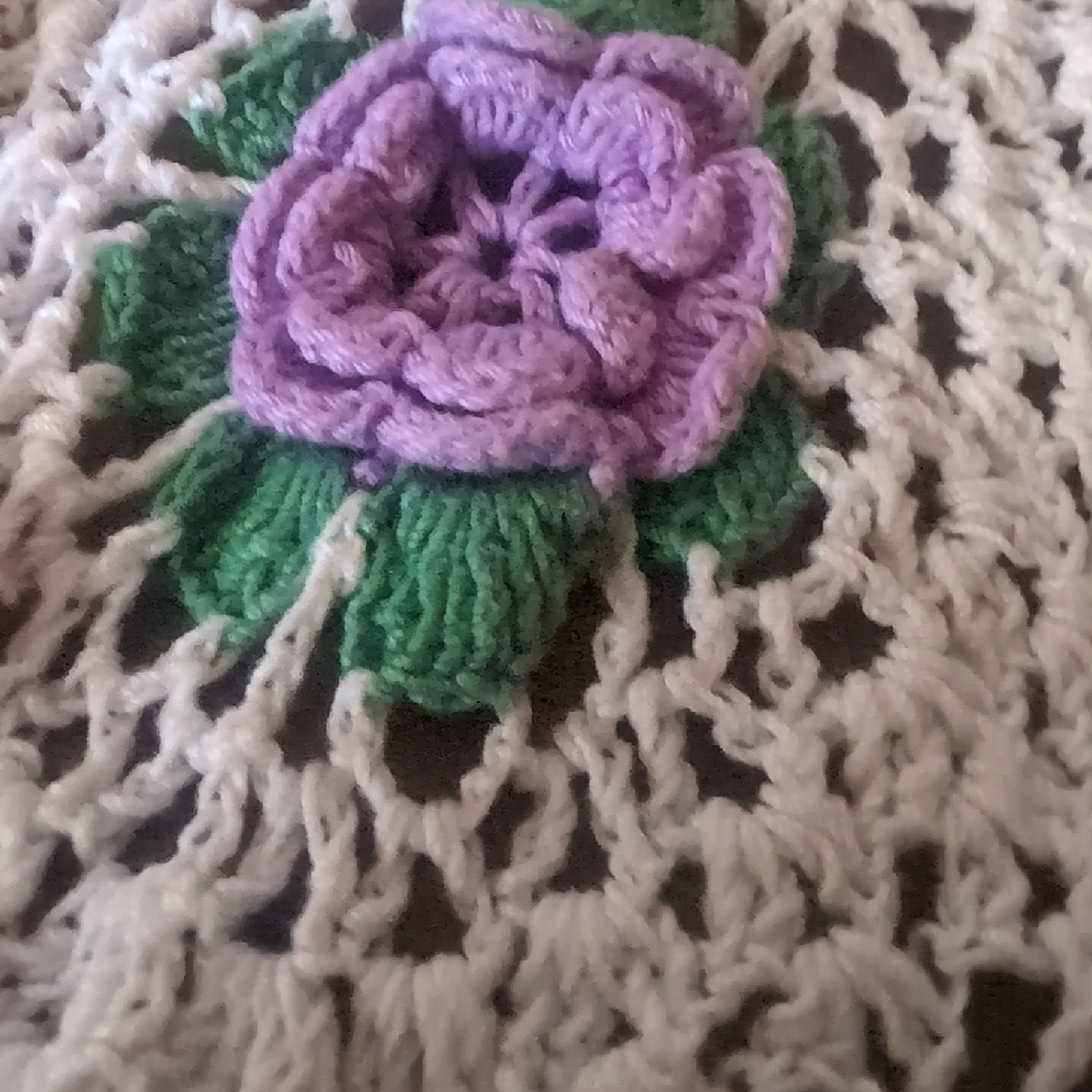 Handmade Vintage Crochet Doilies with Purple Flowers #13 - Picture 9 of 10